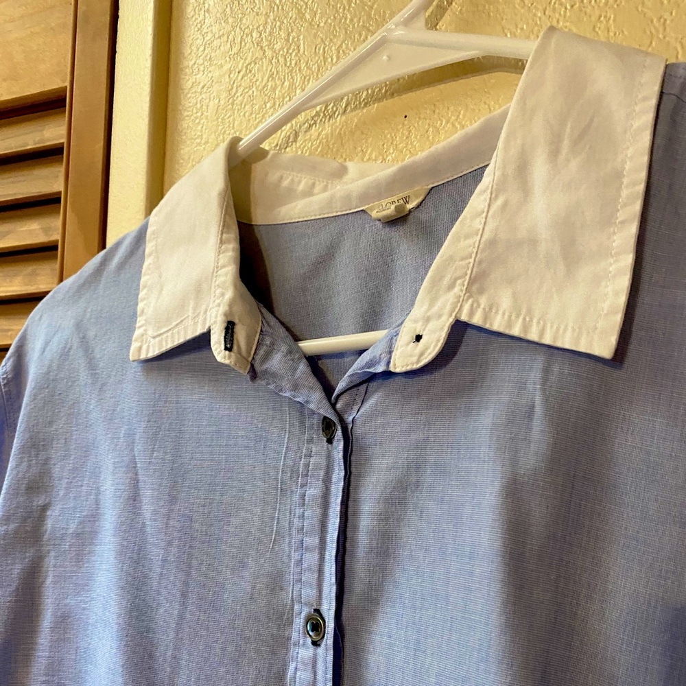 J Crew pullover, partially buttoned front blouse